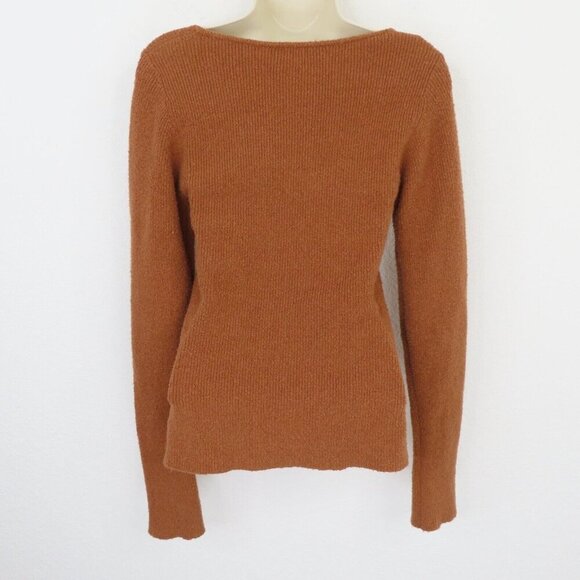 Wilfred Womens Medium Kristy Square Neck Brown Ribbed Sweater Long Sleeve - Picture 8 of 13